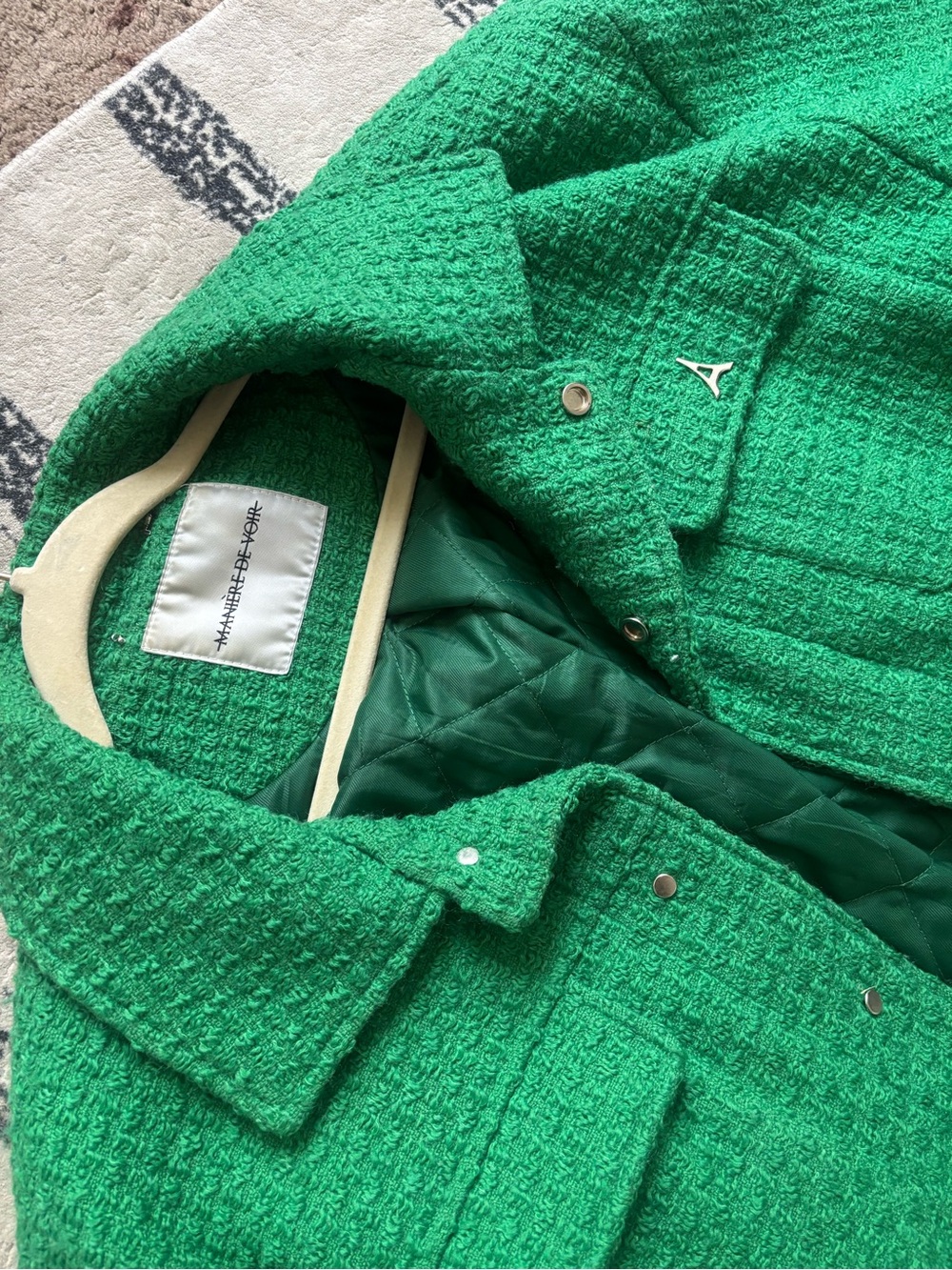MANIERE DE VOIR GREEN OVERSIZED BOXY BOUCLE JACKET